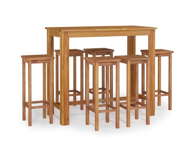 Juego de comedor para jardín 7 piezas madera maciza acacia