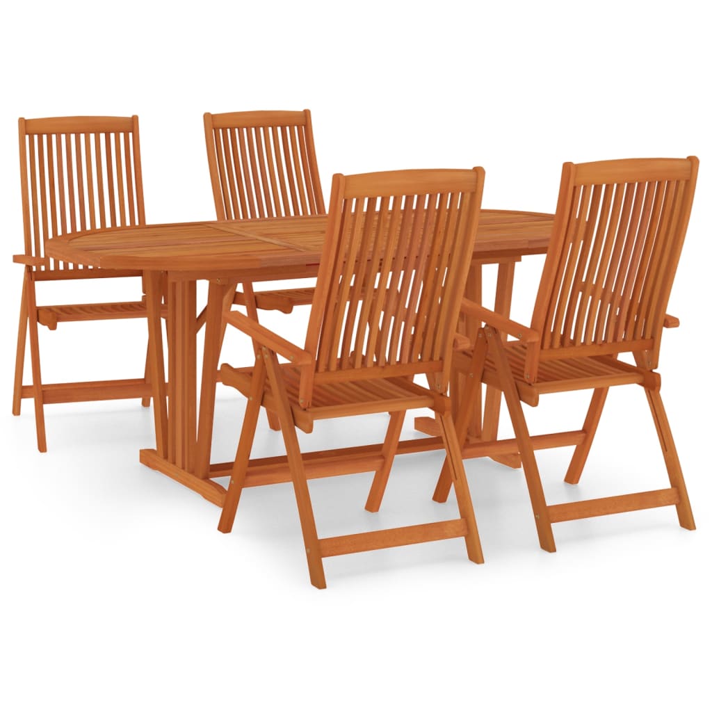 Juego de comedor para jardín 5 pzas madera maciza de eucalipto