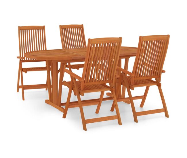 Juego de comedor para jardín 5 pzas madera maciza de eucalipto