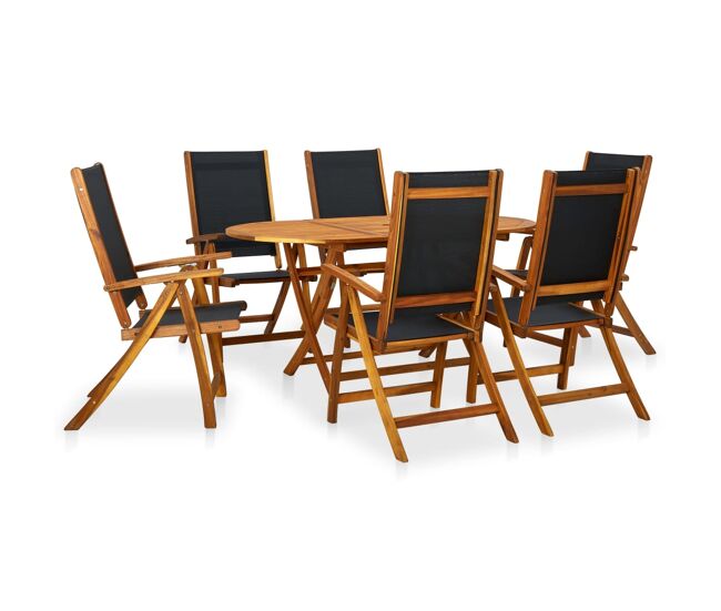 Set de comedor de jardín 7 piezas madera maciza de acacia