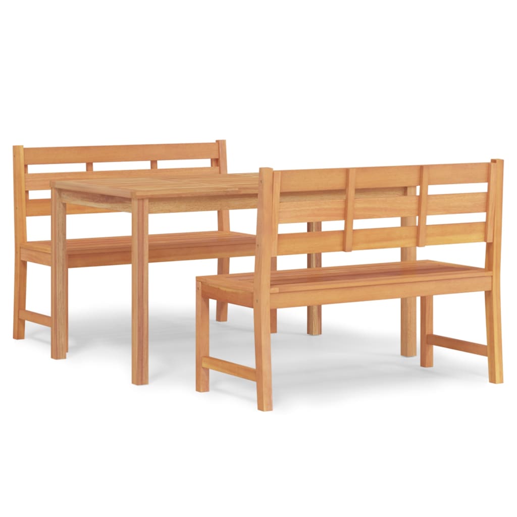 Juego de comedor para jardín 3 pzas madera maciza de teca