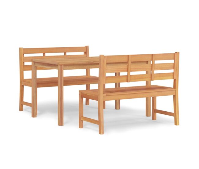 Juego de comedor para jardín 3 pzas madera maciza de teca