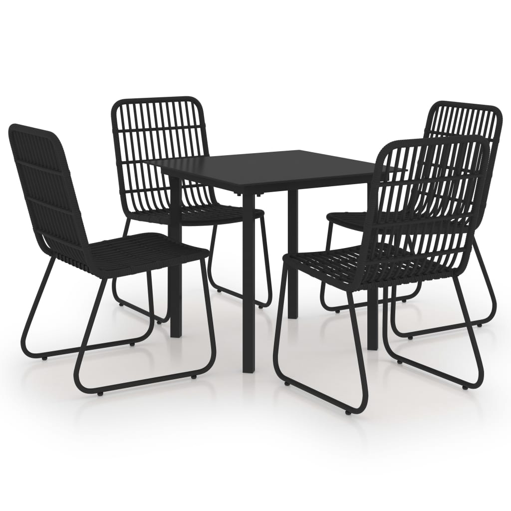 Juego de comedor para jardín 5 piezas ratán sintético y vidrio