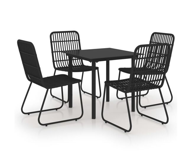 Juego de comedor para jardín 5 piezas ratán sintético y vidrio