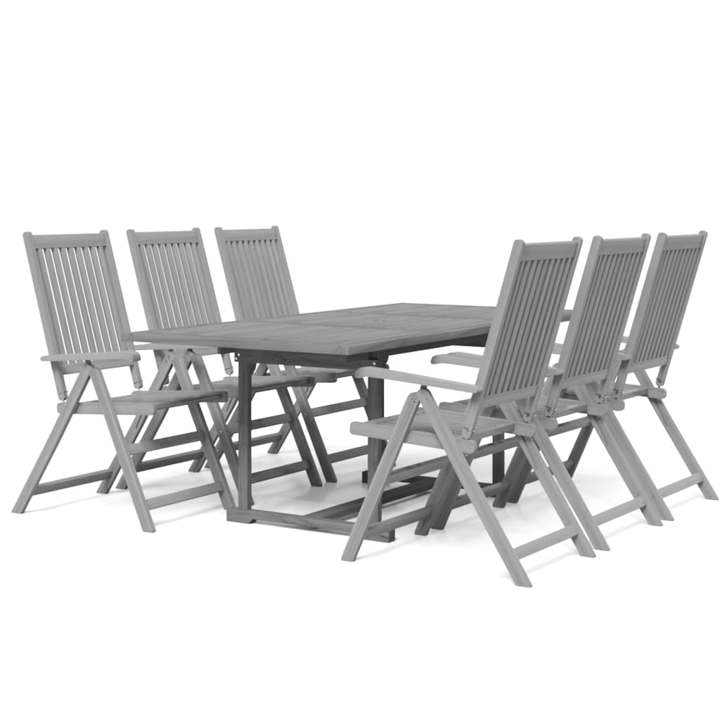 Juego de comedor para jardín 7 piezas madera maciza de acacia