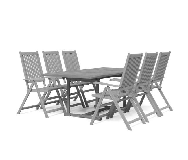 Juego de comedor para jardín 7 piezas madera maciza de acacia