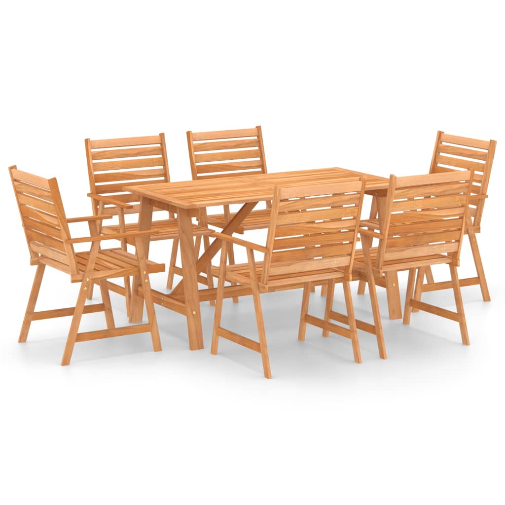 Juego de comedor para jardín 7 piezas madera maciza de acacia