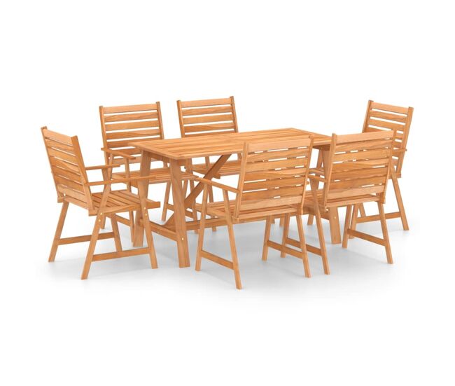Juego de comedor para jardín 7 piezas madera maciza de acacia