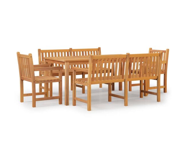 Juego de comedor para jardín 5 piezas madera maciza de teca
