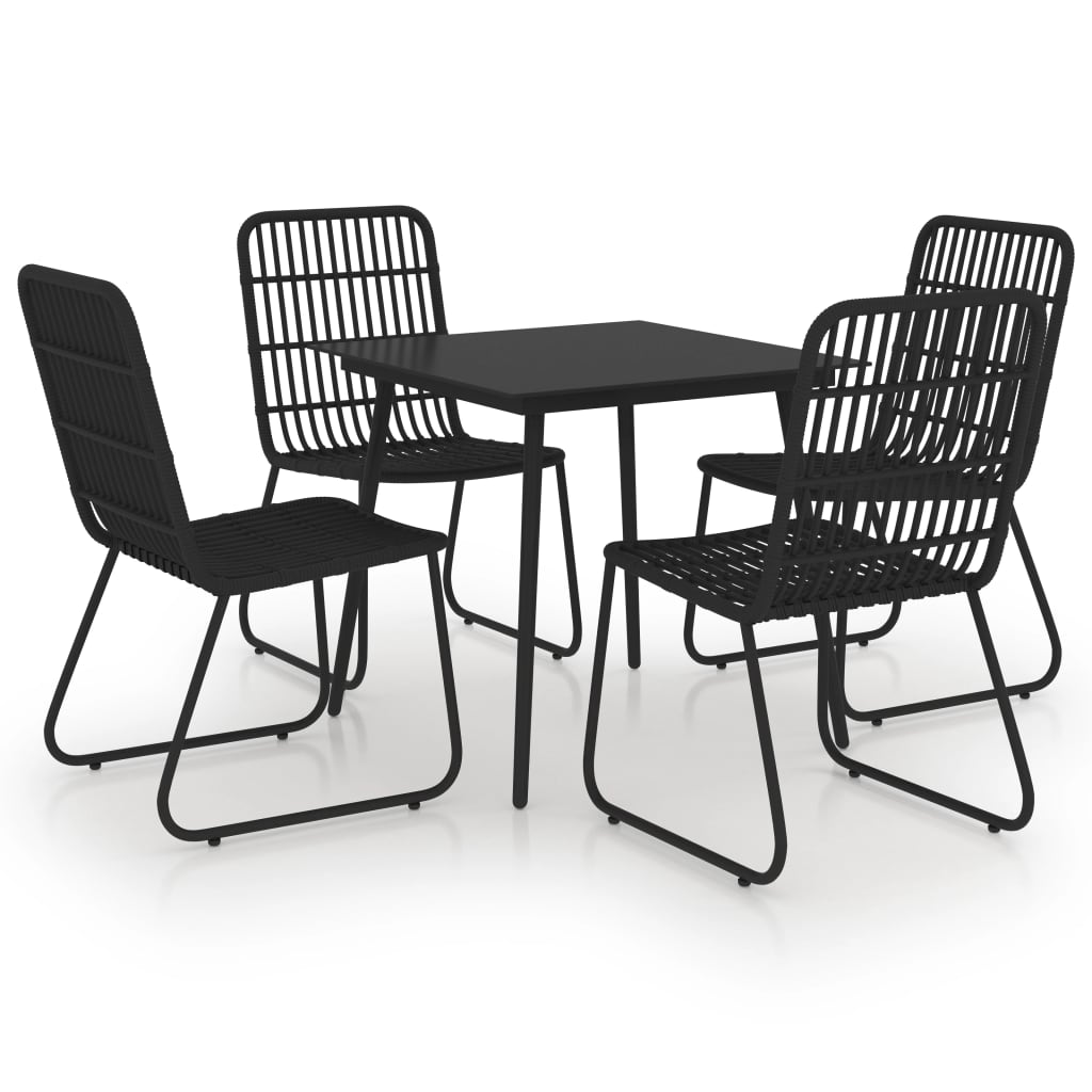 Juego de comedor para jardín 5 piezas ratán sintético y vidrio