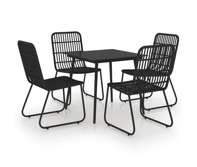 Juego de comedor para jardín 5 piezas ratán sintético y vidrio