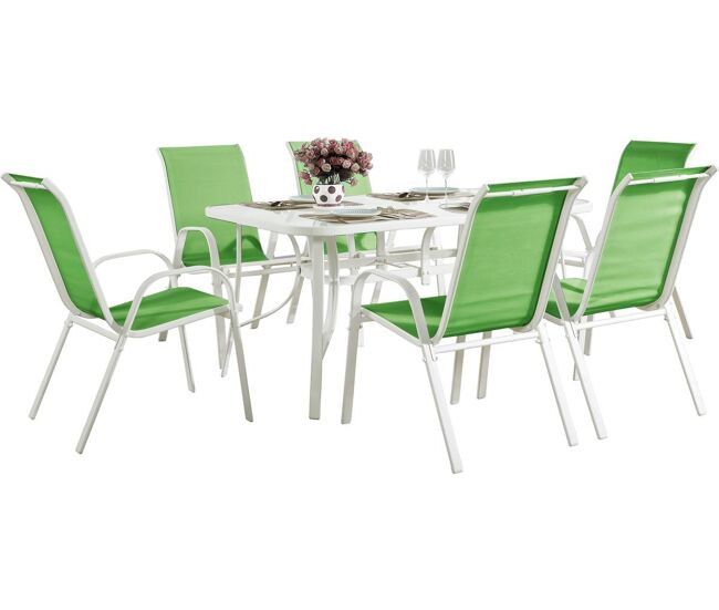 Conjunto de jardín mesa + 6 sillas de textileno "córdoba" - verde