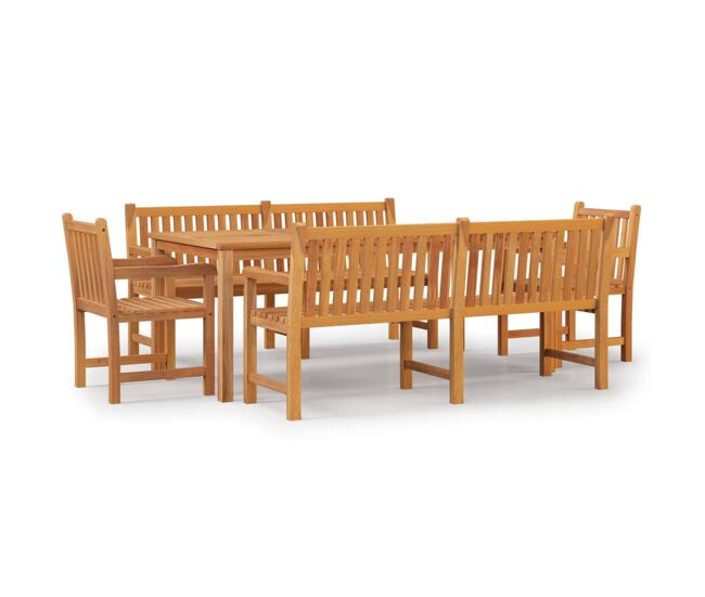 Juego de comedor para jardín 5 piezas madera maciza de teca