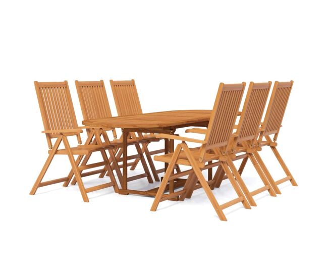 Juego de comedor para jardín 7 piezas madera maciza de acacia