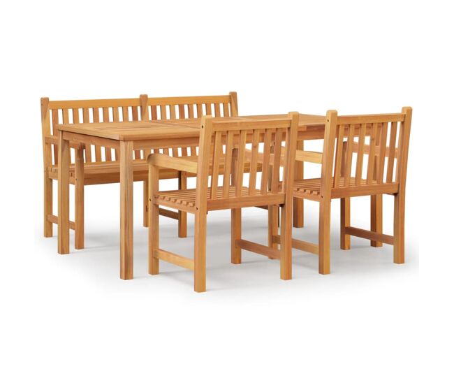 Juego de comedor para jardín 4 piezas madera maciza de teca