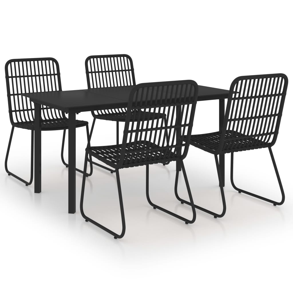 Juego de comedor para jardín 5 piezas ratán sintético y vidrio
