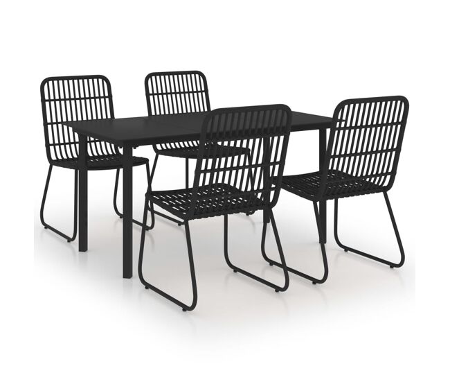 Juego de comedor para jardín 5 piezas ratán sintético y vidrio