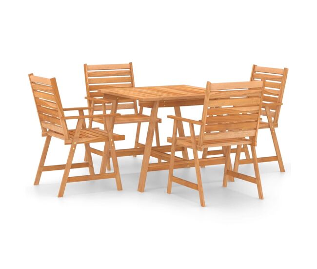 Juego de comedor para jardín 5 piezas madera maciza de acacia