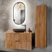 Conjunto mueble lavabo individual espejo LED y columna Gaia Madera y Negro - Lavabo Conjunto mueble lavabo individual espejo LED y columna Gaia Madera y Negro - Lavabo Negro/ Madera