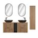 Conjunto mueble lavabo doble espejos LED y columna Gaia Conjunto mueble lavabo doble espejos LED y columna Gaia Madera