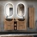 Conjunto mueble lavabo doble espejos LED y columna Gaia Conjunto mueble lavabo doble espejos LED y columna Gaia Madera