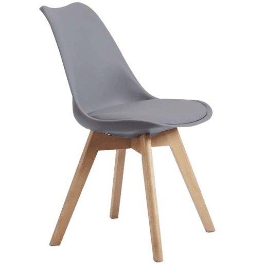 Pacote de 4 cadeiras Bristo estilo contemporâneo para sala de estar e sala de jantar em cinza e madeira de faia 84x48x54 cm Pacote de 4 cadeiras Bristo estilo contemporâneo para sala de estar e sala de jantar em cinza e madeira de faia 84x48x54 cm