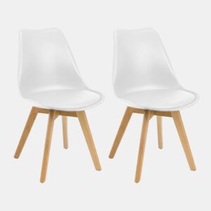 Pacote de 2 cadeiras estilo nórdico em branco e carvalho 83x49x56 cm