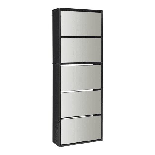 Sapateira espelhada Lund com 5 portas com dobradiças - Preto en.casa Sapateira espelhada Lund com 5 portas com dobradiças - Preto en.casa