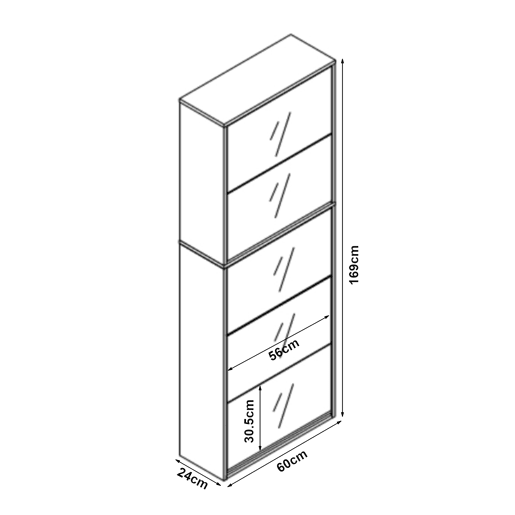 Sapateira espelhada Lund com 5 portas com dobradiças - Preto en.casa Sapateira espelhada Lund com 5 portas com dobradiças - Preto en.casa