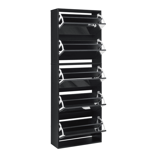 Sapateira espelhada Lund com 5 portas com dobradiças - Preto en.casa Sapateira espelhada Lund com 5 portas com dobradiças - Preto en.casa