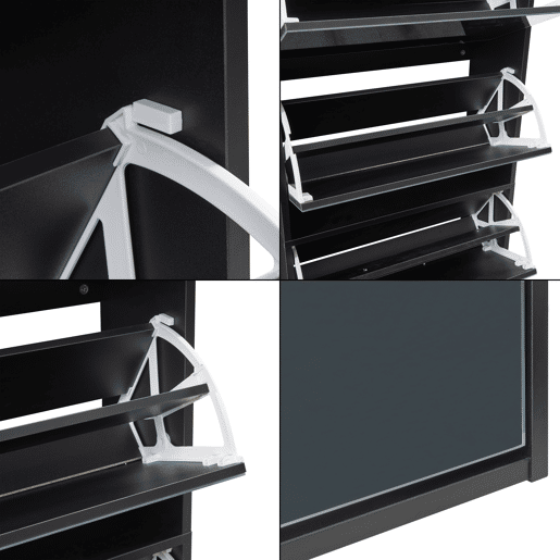Sapateira espelhada Lund com 5 portas com dobradiças - Preto en.casa Sapateira espelhada Lund com 5 portas com dobradiças - Preto en.casa