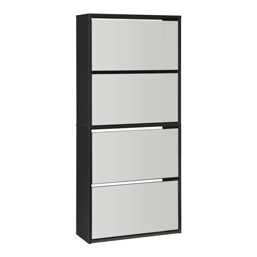 Sapateira Lund espelhada com 4 portas com dobradiças - Preto en.casa