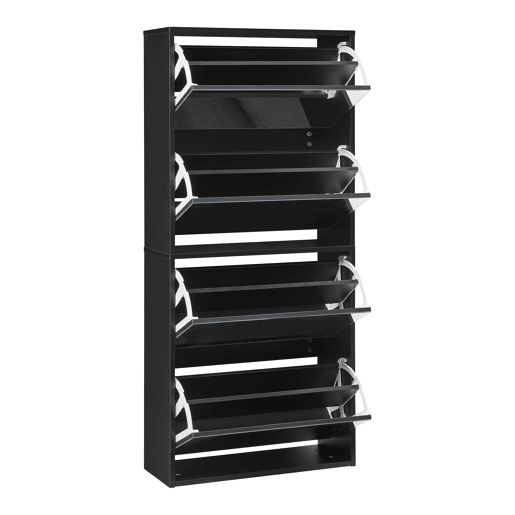 Sapateira Lund espelhada com 4 portas com dobradiças - Preto en.casa