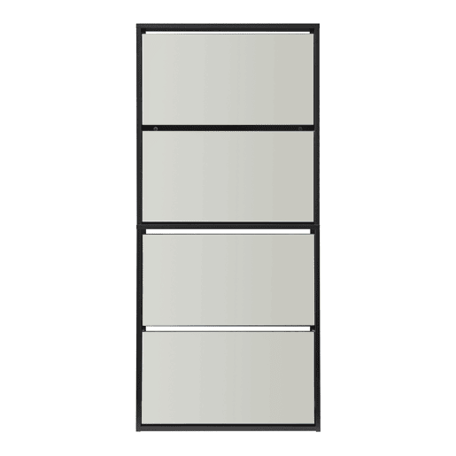 Sapateira Lund espelhada com 4 portas com dobradiças - Preto en.casa