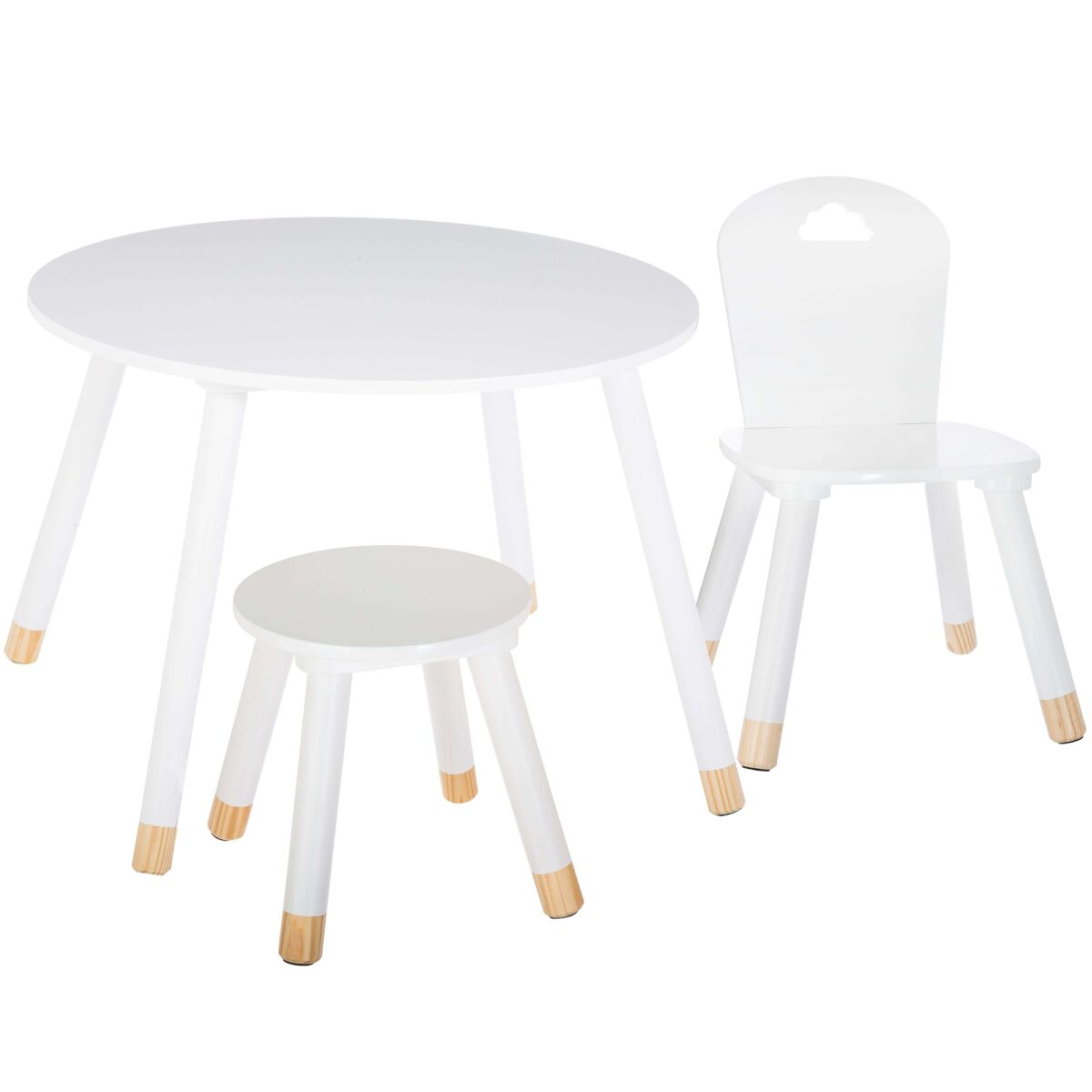 Pack Infantil Mesa Silla Taburete Dormitorio Melamina