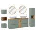 Conjunto mueble lavabo espejos LED columna y 3 armarios de pared Jade Conjunto mueble lavabo espejos LED columna y 3 armarios de pared Jade Verde