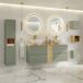 Conjunto mueble lavabo espejos LED columna y 3 armarios de pared Jade Conjunto mueble lavabo espejos LED columna y 3 armarios de pared Jade Verde