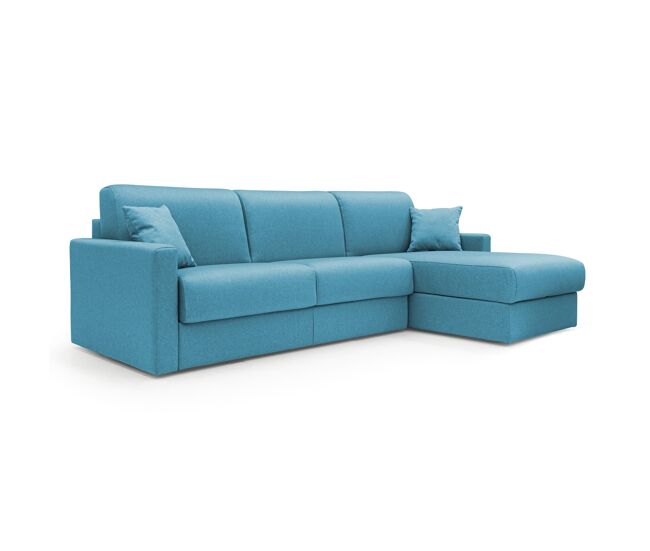 Chris sofá esquinero de 5 plazas en tejido impermeable 268 cm derecho (mat 140x197) azul claro