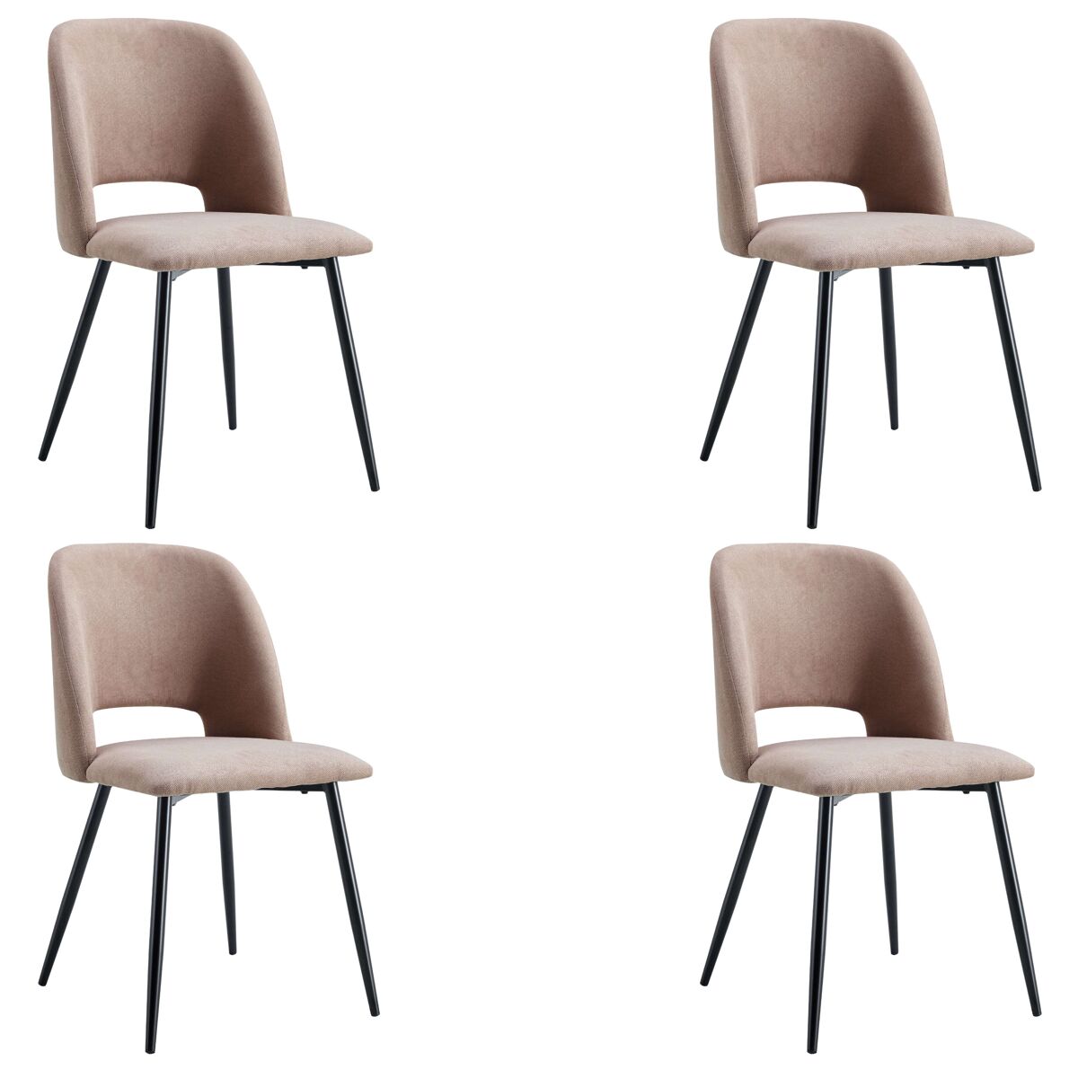 Pack de sillas de comedor mos estilo moderno en beige sillas tapizadas patas metálicas color negro 58x86x50 cm