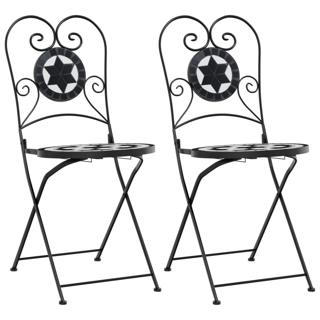 vidaxl sillas de bistro plegables 2 uds ceramica negro y blanco