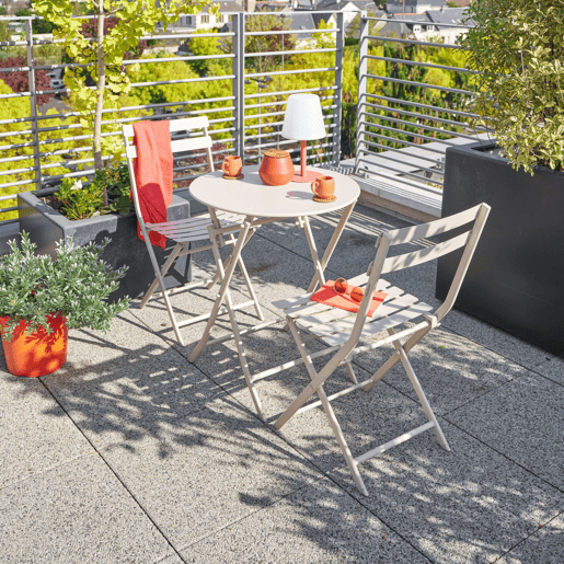 Mesa redonda dobrável para área externa Greensboro, jardim, terraço, estilo moderno, cor argila, 60x71 cm Mesa redonda dobrável para área externa Greensboro, jardim, terraço, estilo moderno, cor argila, 60x71 cm