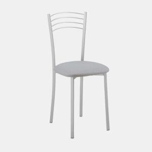 Pacote de 4 cadeiras de cozinha estilo moderno em cinza, metal e poliuretano, 89x40x45 cm