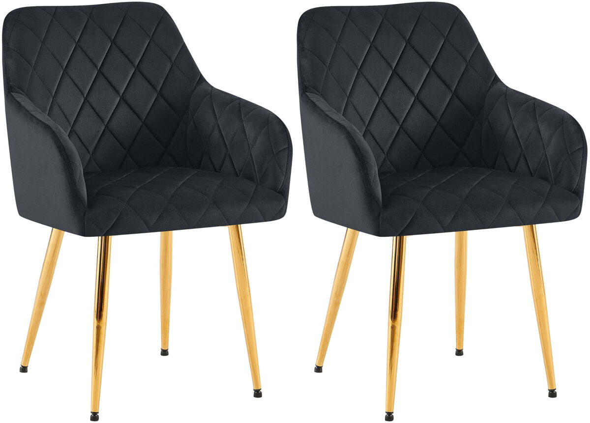 Lote de 2 sillas de comedor monett terciopelo negro 61x53x83 cm