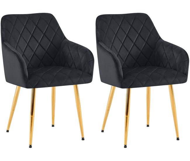 Lote de 2 sillas de comedor monett terciopelo negro 61x53x83 cm
