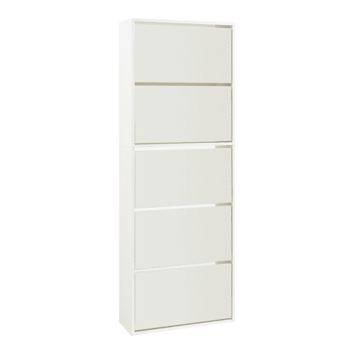 Sapateira espelhada Lund com 5 portas com dobradiças - Branco en.casa