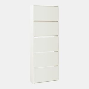 Sapateira espelhada Lund com 5 portas com dobradiças - Branco en.casa