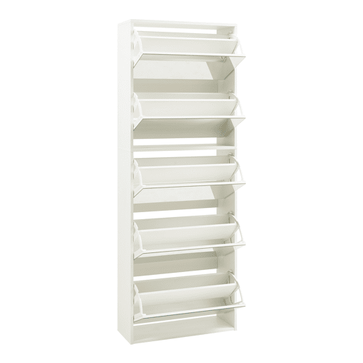 Sapateira espelhada Lund com 5 portas com dobradiças - Branco en.casa