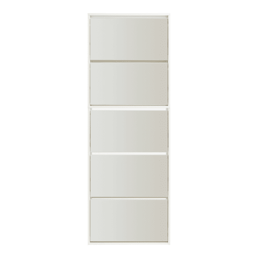 Sapateira espelhada Lund com 5 portas com dobradiças - Branco en.casa