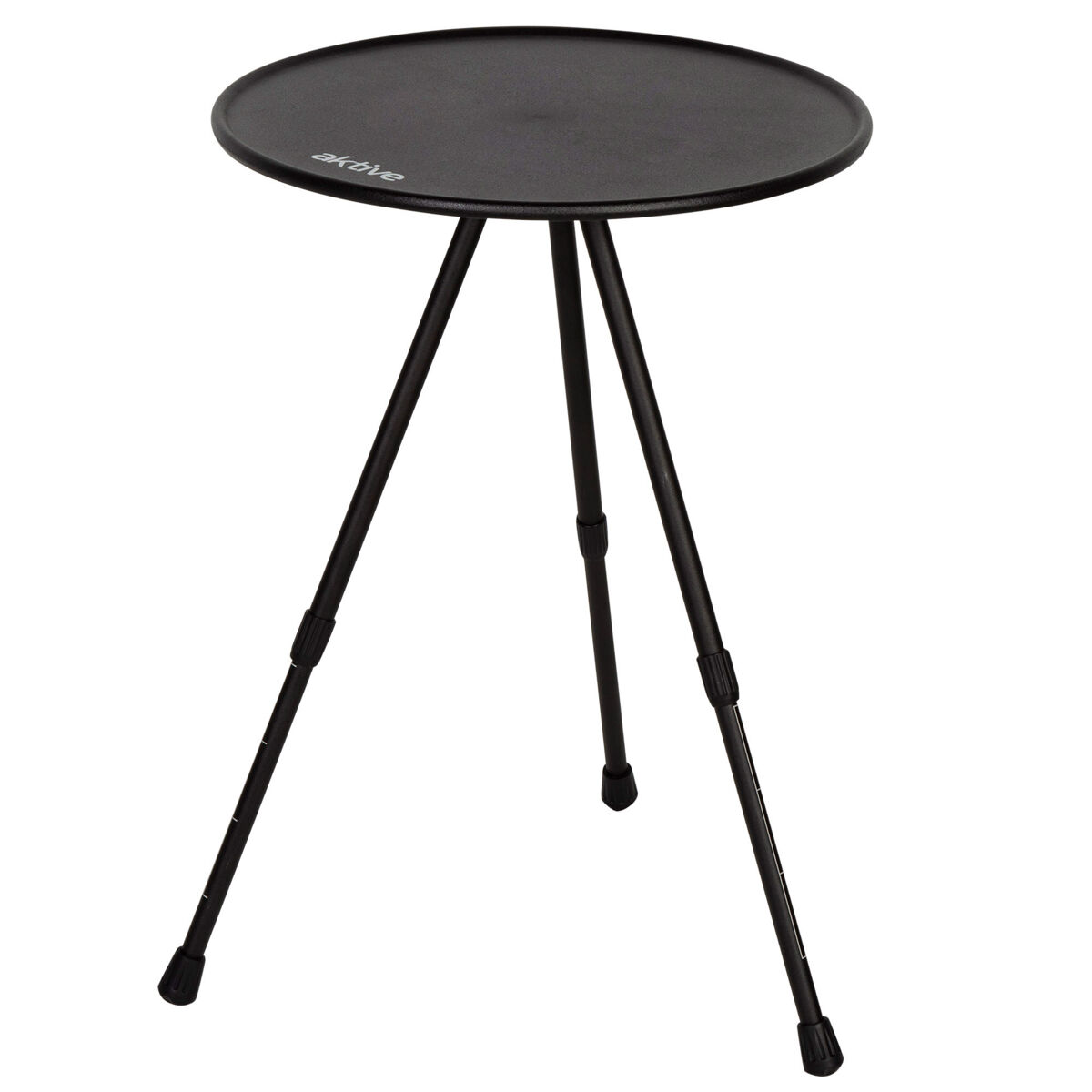 Aktive mesa plegable de camping redonda negra, ligera y compacta