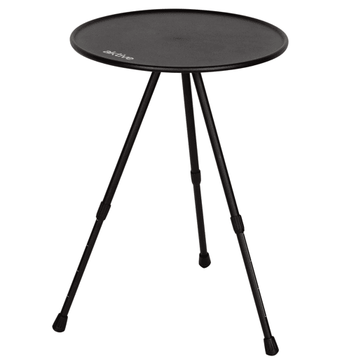 Aktive mesa de acampamento dobrável redonda preta, leve e compacta